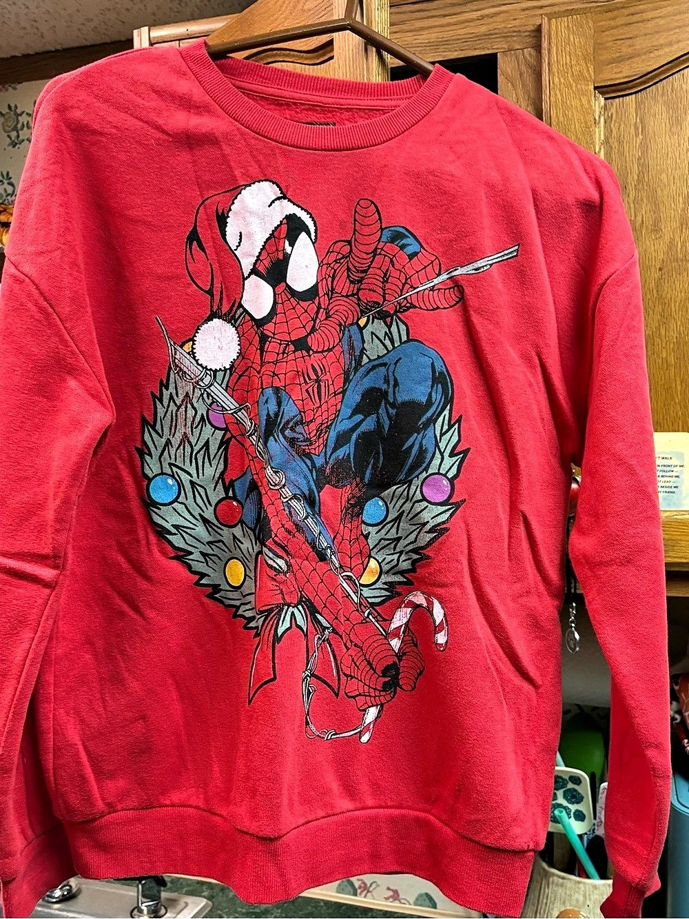 Marvel Spider-Man Christmas Wreath Fleece Sweatshirt Graphic